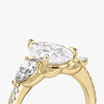Load image into Gallery viewer, Pear Cut - Pave Band - Three Stone Ring - 0.25 Ct Side Stone each - 14 K Gold
