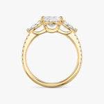 Load image into Gallery viewer, Pear Cut - Pave Band - Three Stone Ring - 0.25 Ct Side Stone each - 18 K Gold
