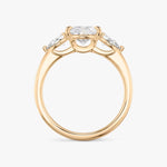 Load image into Gallery viewer, Pear Cut - Plain Band - Three Stone Ring - 0.25 Ct Side Stone each - 14 K Gold
