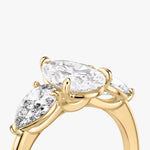 Load image into Gallery viewer, Pear Cut - Plain Band - Three Stone Ring- 0.5 Ct Side Stone each - 14 K Gold
