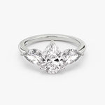 Load image into Gallery viewer, Pear Cut - Plain Band - Three Stone Ring- 0.5 Ct Side Stone each - 18 K Gold
