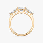 Load image into Gallery viewer, Pear Cut - Plain Band - Three Stone Ring- 0.5 Ct Side Stone each - 14 K Gold
