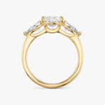 Load image into Gallery viewer, Pear Cut - Plain Band - Three Stone Ring- 0.5 Ct Side Stone each - 18 K Gold

