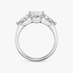 Load image into Gallery viewer, Pear Cut - Plain Band - Three Stone Ring- 0.5 Ct Side Stone each - 18 K Gold
