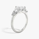 Load image into Gallery viewer, Pear Cut - Plain Band - Three Stone Ring- 0.5 Ct Side Stone each - 18 K Gold
