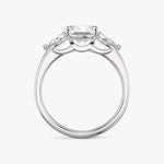 Load image into Gallery viewer, Radiant Cut - Plain Band - Three Stone Ring - 0.25 Ct Side Stone each - 18 K Gold
