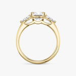 Load image into Gallery viewer, Radiant Cut - Plain Band - Three Stone Ring - 0.25 Ct Side Stone each - 14 K Gold
