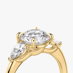 Load image into Gallery viewer, Round Cut - Plain Band - Three Stone Ring - 0.25 Ct Side Stone each - 14 K Gold
