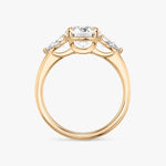 Load image into Gallery viewer, Round Cut - Plain Band - Three Stone Ring - 0.25 Ct Side Stone each - 14 K Gold
