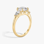 Load image into Gallery viewer, Round Cut - Plain Band - Three Stone Ring- 0.5 Ct Side Stone each - 14 K Gold
