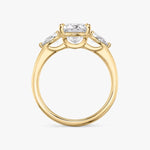 Load image into Gallery viewer, Princess Cut - Plain Band - Three Stone Ring - 0.25 Ct Side Stone each - 18 K Gold
