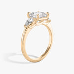 Load image into Gallery viewer, Princess Cut - Plain Band - Three Stone Ring - 0.25 Ct Side Stone each - 18 K Gold
