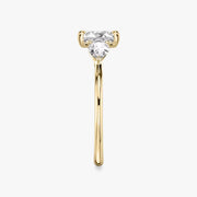 Princess Cut - Plain Band - Three Stone Ring - 0.25 Ct Side Stone each - 18 K Gold