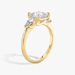 Load image into Gallery viewer, Princess Cut - Plain Band - Three Stone Ring - 0.25 Ct Side Stone each - 18 K Gold
