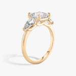 Load image into Gallery viewer, Princess Cut - Plain Band - Three Stone Ring- 0.5 Ct Side Stone each - 14 K Gold
