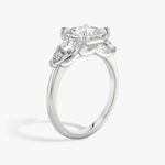 Load image into Gallery viewer, Princess Cut - Plain Band - Three Stone Ring- 0.5 Ct Side Stone each - 18 K Gold
