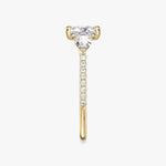 Load image into Gallery viewer, Princess Cut - Plain Band - Three Stone Ring- 0.5 Ct Side Stone each - 18 K Gold
