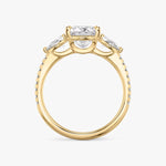 Load image into Gallery viewer, Princess Cut - Plain Band - Three Stone Ring- 0.5 Ct Side Stone each - 18 K Gold
