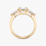 Load image into Gallery viewer, Radiant Cut - Plain Band - Three Stone Ring- 0.5 Ct Side Stone each - 18 K Gold
