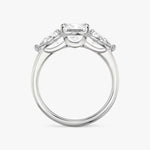Load image into Gallery viewer, Radiant Cut - Plain Band - Three Stone Ring- 0.5 Ct Side Stone each - 18 K Gold

