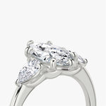 Load image into Gallery viewer, Marquise Cut - Plain Band - Three Stone Ring - 0.25 Ct Side Stone each - 18 K Gold
