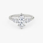 Load image into Gallery viewer, Marquise Cut - Plain Band - Three Stone Ring - 0.25 Ct Side Stone each - 18 K Gold
