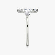 Marquise Cut - Plain Band - Three Stone Ring - 0.25 Ct Side Stone each - 18 K Gold