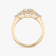 Marquise Cut - Plain Band - Three Stone Ring - 0.25 Ct Side Stone each - 18 K Gold