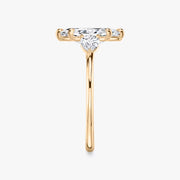 Marquise Cut - Plain Band - Three Stone Ring - 0.25 Ct Side Stone each - 14 K Gold