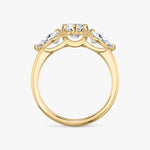 Load image into Gallery viewer, Marquise Cut - Plain Band - Three Stone Ring- 0.5 Ct Side Stone each - 18 K Gold
