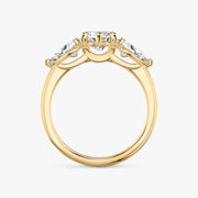 Marquise Cut - Plain Band - Three Stone Ring- 0.5 Ct Side Stone each - 14 K Gold