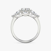 Marquise Cut - Plain Band - Three Stone Ring- 0.5 Ct Side Stone each - 14 K Gold