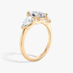 Load image into Gallery viewer, Marquise Cut - Plain Band - Three Stone Ring- 0.5 Ct Side Stone each - 18 K Gold
