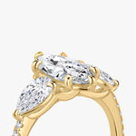 Load image into Gallery viewer, Marquise Cut - Pave Band - Three Stone Ring - 0.25 Ct Side Stone each - 18 K Gold
