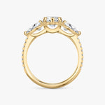 Load image into Gallery viewer, Marquise Cut - Pave Band - Three Stone Ring - 0.25 Ct Side Stone each - 14 K Gold

