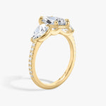 Load image into Gallery viewer, Marquise Cut - Pave Band - Three Stone Ring - 0.25 Ct Side Stone each - 18 K Gold
