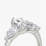 Load image into Gallery viewer, Marquise Cut - Pave Band - Three Stone Ring - 0.25 Ct Side Stone each - 14 K Gold
