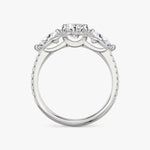 Load image into Gallery viewer, Marquise Cut - Pave Band - Three Stone Ring - 0.25 Ct Side Stone each - 14 K Gold
