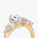 Load image into Gallery viewer, Marquise Cut - Pave Band - Three Stone Ring - 0.25 Ct Side Stone each - 18 K Gold
