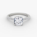 Load image into Gallery viewer, Cushion Cut - Pave Band Hidden Halo - Classic Engagement Ring- 14 K
