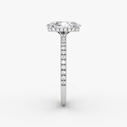 Oval Cut - Pave Band Hidden Halo - Classic Engagement Ring- 14 K Gold