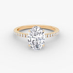 Load image into Gallery viewer, Oval Cut - Pave Band Hidden Halo - Classic Engagement Ring- 18 K Gold
