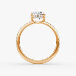 Load image into Gallery viewer, Oval Cut - Pave Band Hidden Halo - Classic Engagement Ring- 18 K Gold
