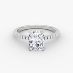 Load image into Gallery viewer, Radiant Cut - Pave Band Hidden Halo - Classic Engagement Ring- 14 K Gold
