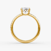 Radiant Cut - Pave Band Hidden Halo - Classic Engagement Ring- 14 K Gold