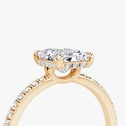 Radiant Cut - Pave Band Hidden Halo - Classic Engagement Ring- 14 K Gold