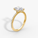 Load image into Gallery viewer, Radiant Cut - Pave Band Hidden Halo - Classic Engagement Ring- 14 K Gold
