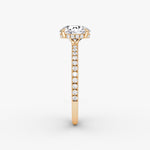 Load image into Gallery viewer, Round Cut - Pave Band Hidden Halo - Classic Engagement Ring- 18 K Gold
