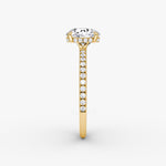Load image into Gallery viewer, Round Cut - Pave Band Hidden Halo - Classic Engagement Ring- 18 K Gold
