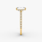 Load image into Gallery viewer, Emerald Cut - Pave Band Hidden Halo - Classic Engagement Ring- 14 K Gold
